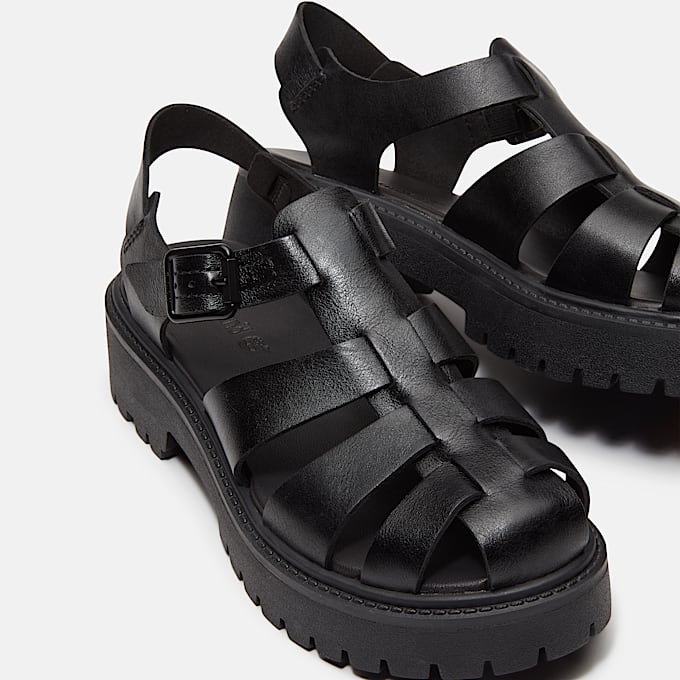 Stone Street Fisherman-Sandale mit Plateausohle für Damen in Schwarz