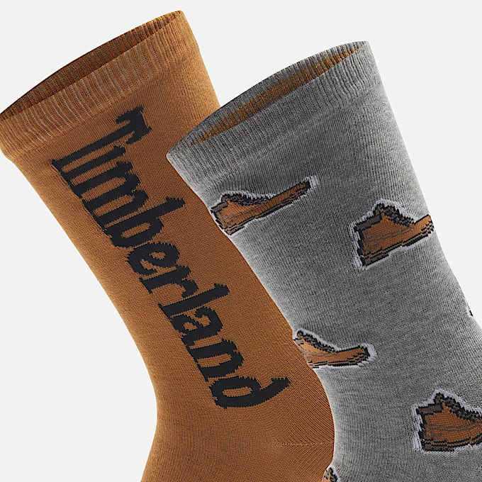 2-Pack Timberland® All Over Print Crew Sock in Grey