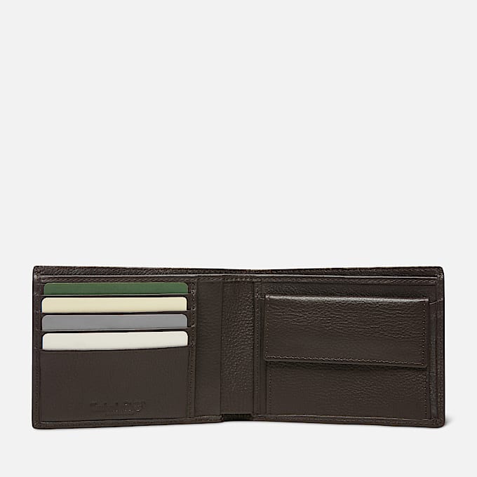Kennebunk Leather Bifold Wallet With Coin Pocket for Men in Dark Brown
