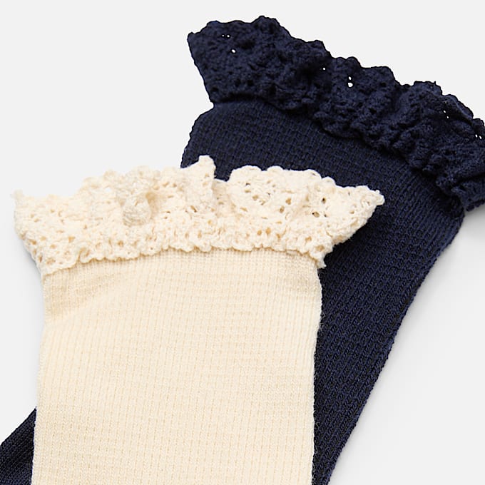 Timberland niedrige CrewSocken mit Rschen im 2erPack fr Damen in Beige TBL Beige ALT1