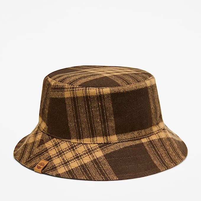 Reversible Plaid Bucket Hat for Women in Brown TBL Brown HERO