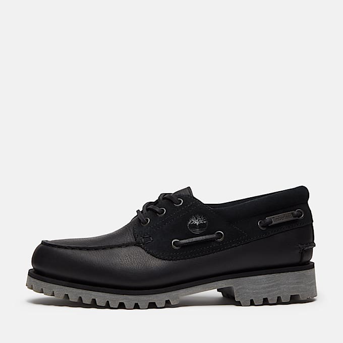 Timberland Authentic 3Eye Lug Handsewn Boat Shoe for Men in Black TBL Black ALT8