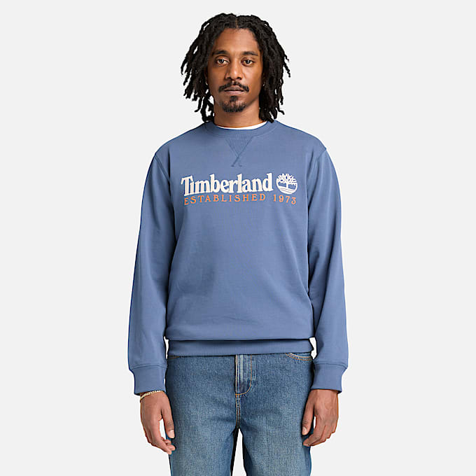 Sudadera de cuello redondo Established 1973 para hombre en azul oscuro
