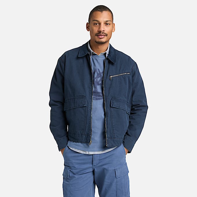 Strafford Jacke aus gewaschenem Canvas für Herren in Dunkelblau