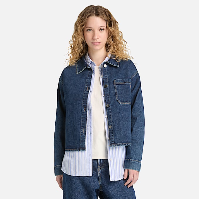 Hemdjacke aus Denim fr Damen in Blau TBL Blau ALT1