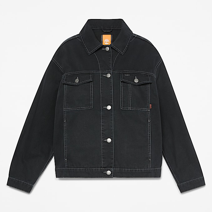 Canvas Trucker Jacket for Women in Black - 1