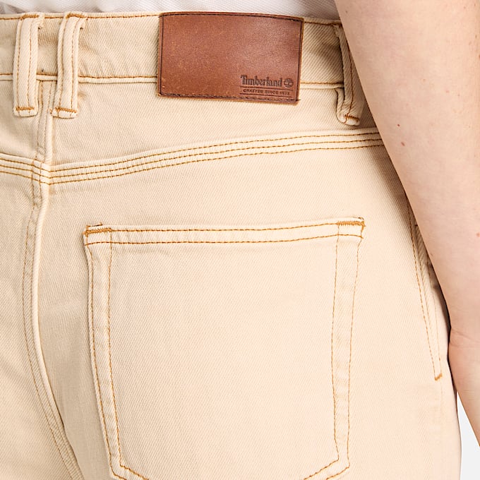 Pantalon coupe large en denim pour femme en beige