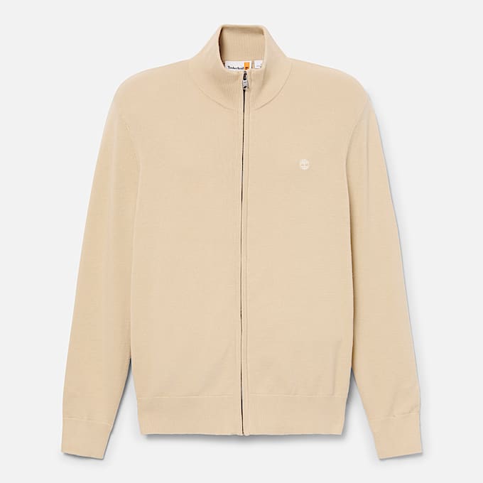 Johns River Baumwollpullover mit durchgehendem Reiverschluss fr Herren in Beige TBL Beige HERO