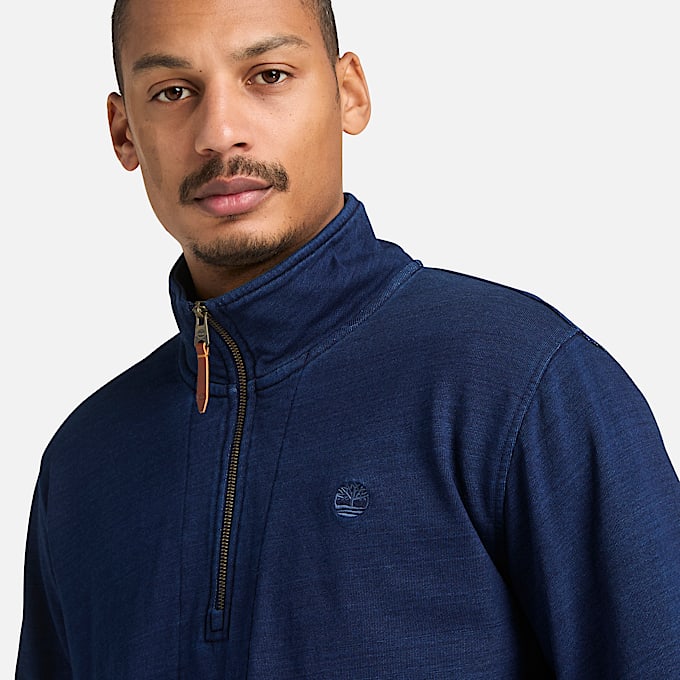 Indigoblaues Sweatshirt mit Viertelreiverschluss fr Herren in Dunkelblau TBL Blau ALT3