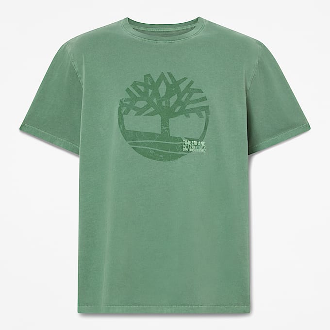 Garment Dyed Logo Graphic TShirt for Men in Dark Green TBL Green HERO