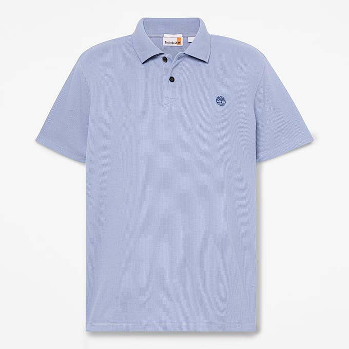 Wharf River Waffle ShortSleeve Polo for Men in Blue TBL Blue HERO