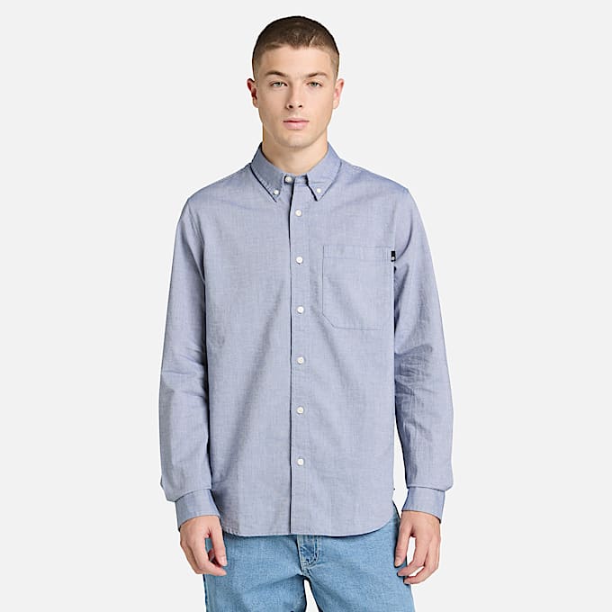 Gale River Oxford Langarmshirt fr Herren in Blau TBL Blau ALT1