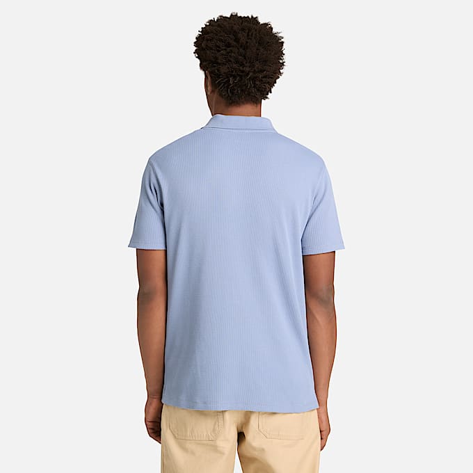 Wharf River Waffle Short-Sleeve Polo for Men in Blue