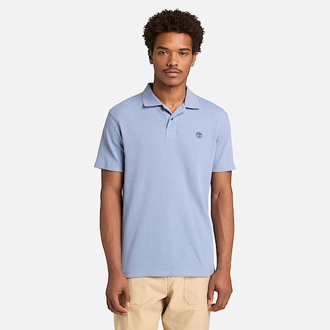 Wharf River Waffle ShortSleeve Polo for Men in Blue TBL Blue ALT1