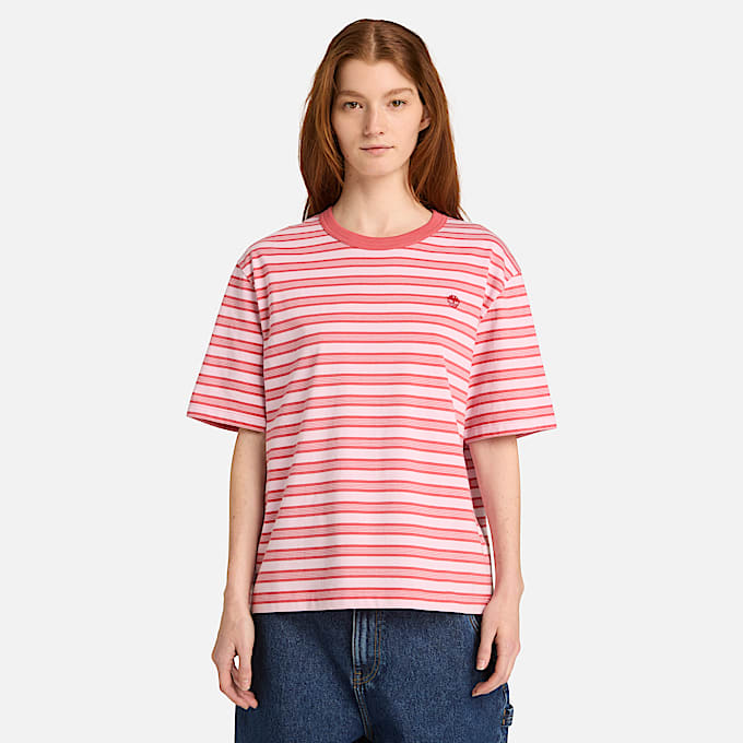 Striped ShortSleeve TShirt for Women in Red TBL Red ALT1