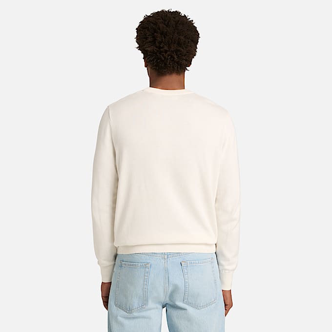 Johns River Cotton Crewneck Jumper for Men in White TBL White ALT8