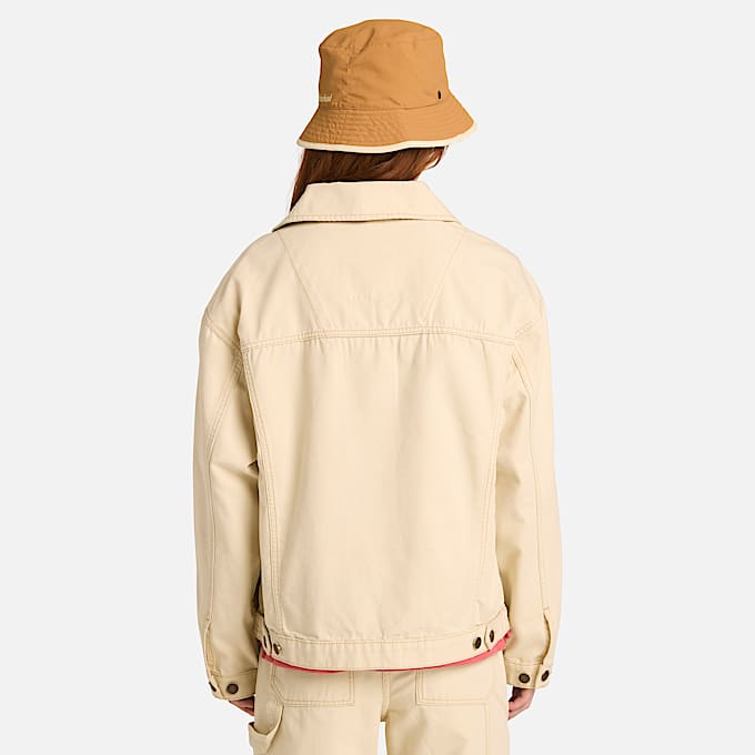 Giacca Trucker in Tela da Donna in beige