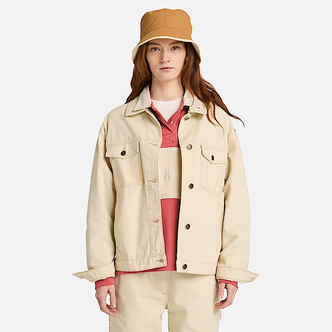 Giacca Trucker in Tela da Donna in beige