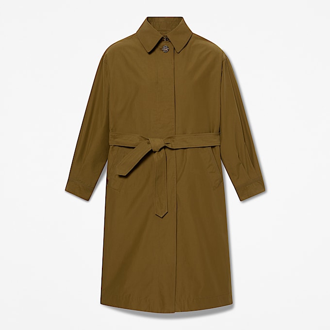 WaterRepellent Long Mac Coat for Women in Dark Green TBL Green HERO