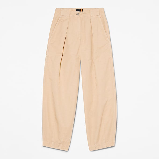 Utility bukser i bomuld og hr til kvinder i beige TBL Beige HERO