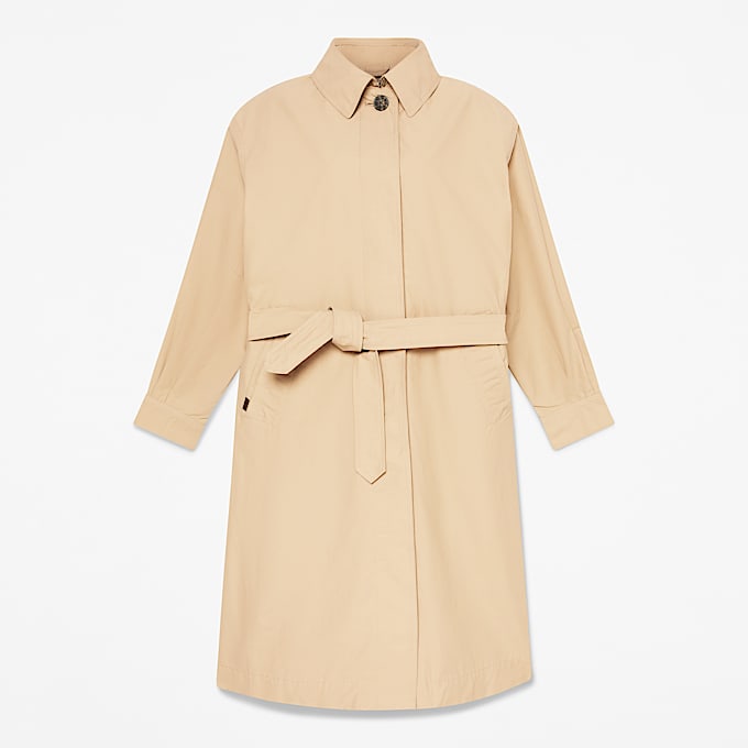 Gabardina larga hidrófuga para mujer en beis - 1