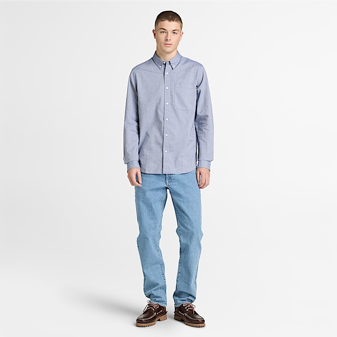Gale River Oxford Langarmshirt fr Herren in Blau TBL Blau ALT2