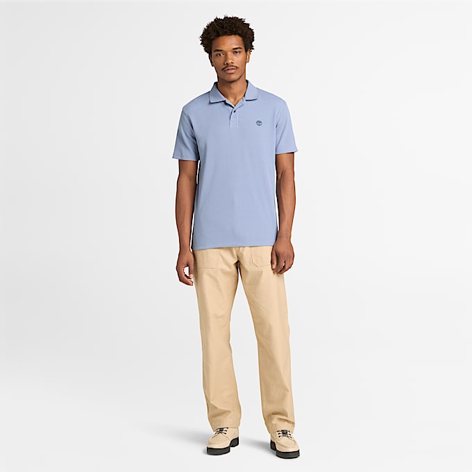 Wharf River Waffle Short-Sleeve Polo for Men in Blue