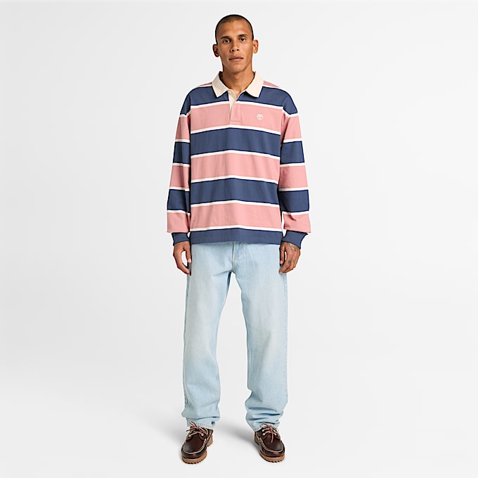 Polo de Râguebi Sem Género cor-de-rosa/azul-escuro