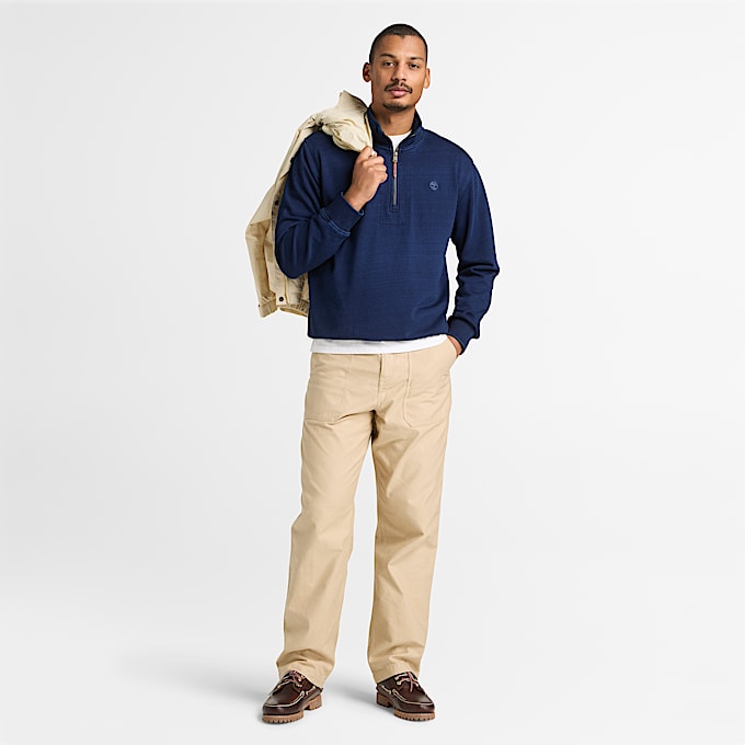 Indigoblaues Sweatshirt mit Viertelreiverschluss fr Herren in Dunkelblau TBL Blau ALT2