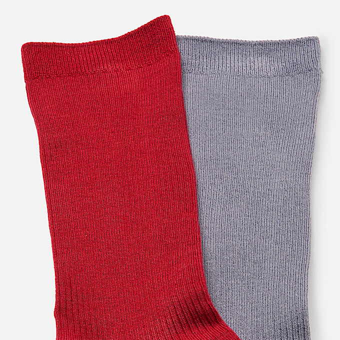 Lightweight 2-Pack Rib Crew Sock in Red