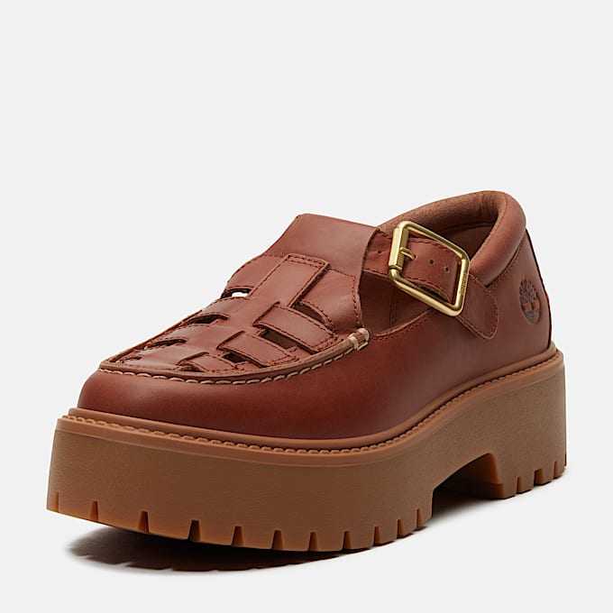 Stone Street Platform Buckle Shoe for Women in Brown