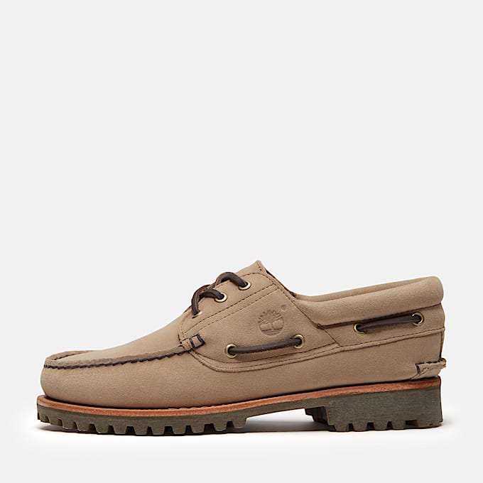 Timberland® Mix Tape Authentic 3-Eye Lug Boat Shoe for Men in Beige