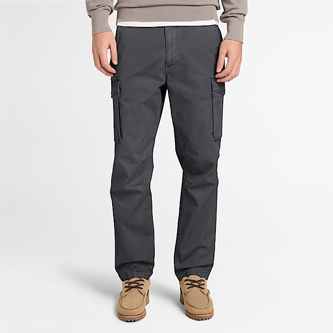 Pantalón cargo teñido en prenda Bedford para hombre en negro