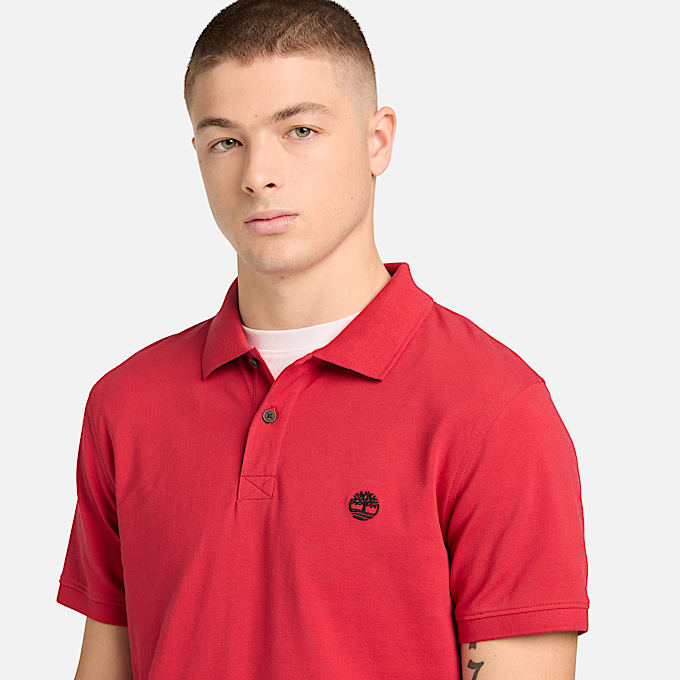 Millers River Kurzarm-Polohemd aus Stretchmaterial für Herren in Rot