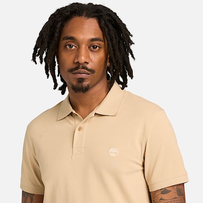 Polo elástico de manga corta Millers River para hombre en beis