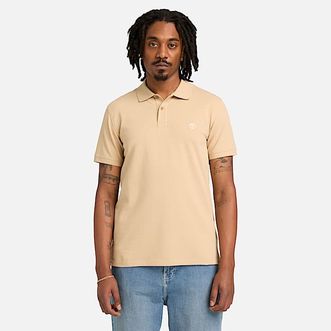 Polo elástico de manga corta Millers River para hombre en beis