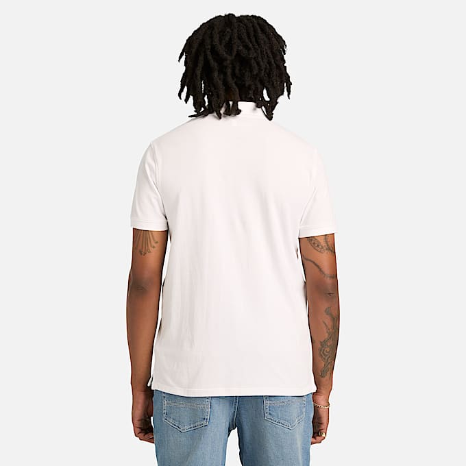 Polo elástico de manga corta Millers River para hombre en blanco