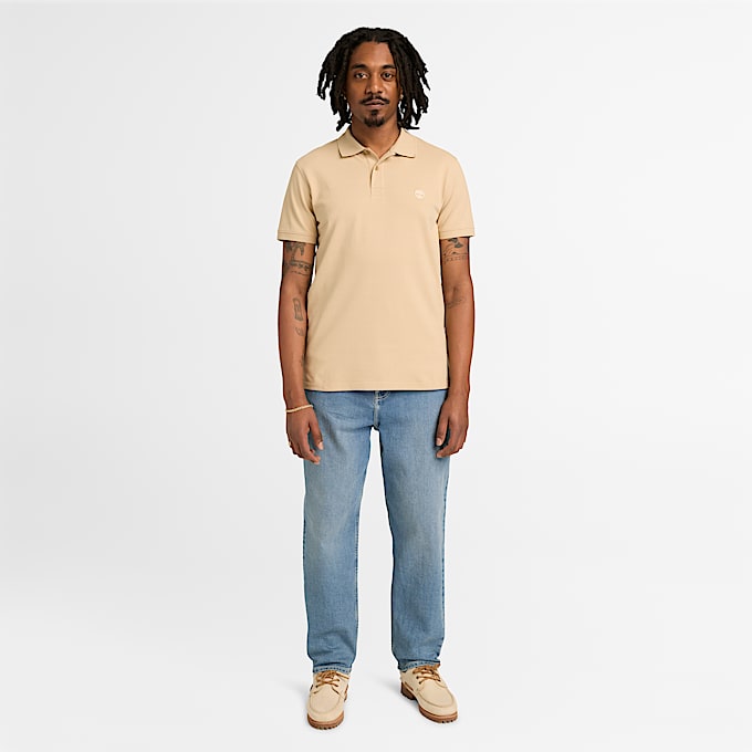 Millers River ShortSleeve Stretch Polo for Men in Beige TBL Beige ALT2