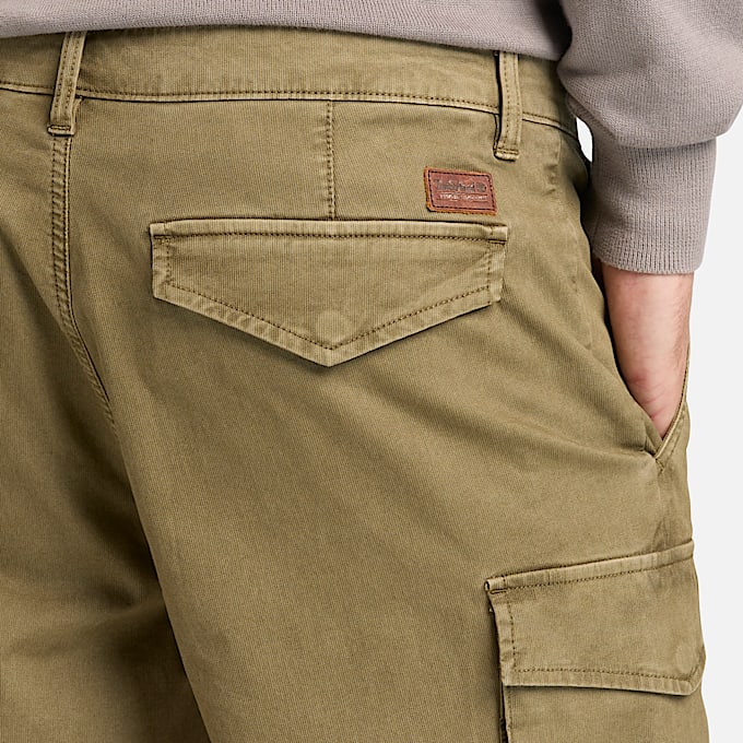 Pantaln cargo teido en prenda Bedford para hombre en verde TBL verde ALT3