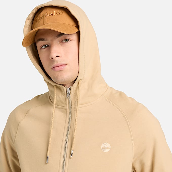 Exeter River Hoodie met rits voor heren in beige