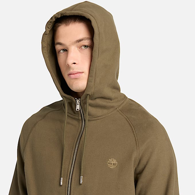 Exeter River Hoodie mit durchgehendem Reißverschluss für Herren in Grün/Braun