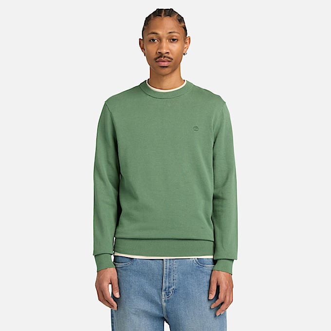 Williams River Cotton Jumper for Men in Dark Green TBL Green ALT1