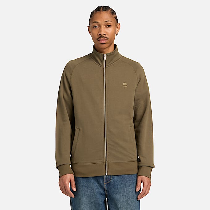 Exeter River Full Zip Sweatshirt for Men in Green/Brown