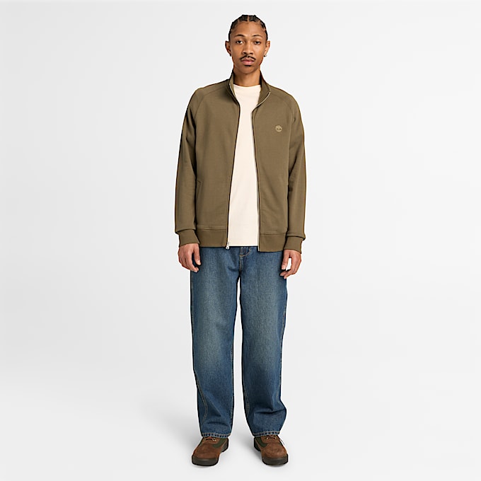 Exeter River Full Zip Sweatshirt for Men in Green/Brown