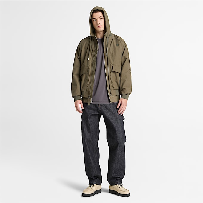 Durable Water Repellent Utility Bomber for Men in Green