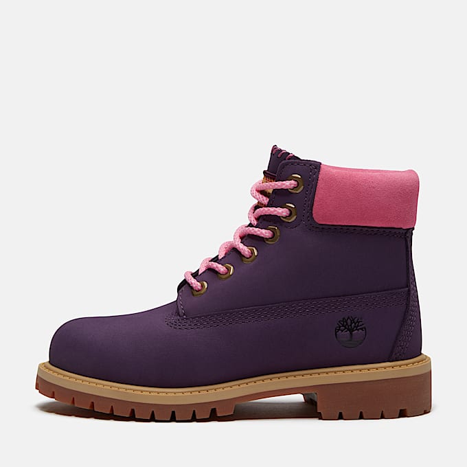 Timberland Premium 6Inch Waterproof Boot for Junior in Dark PurpleLight Pink TBL Purple ALT9