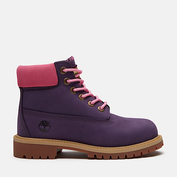 Timberland Premium 6Inch Waterproof Boot for Junior in Dark PurpleLight Pink TBL Purple HERO