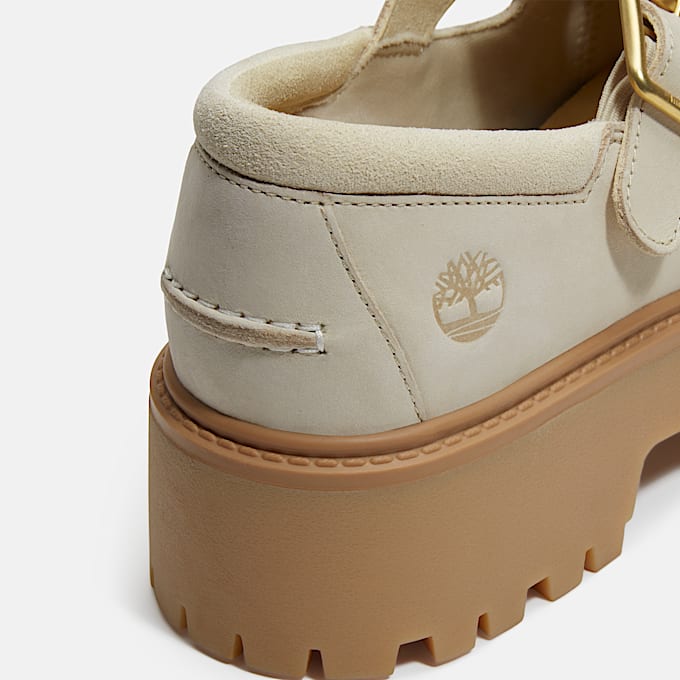 Stone Street Platform Buckle Shoe for Women in Light Beige