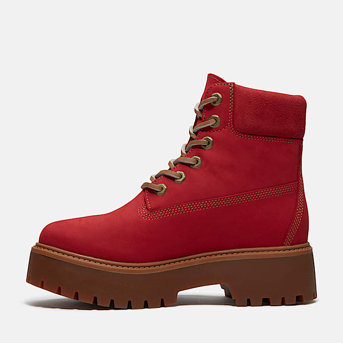 Bota Plataforma Impermeável Stone Street 6-Inch para Mulher em Vermelho