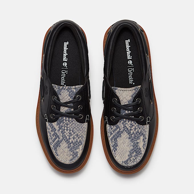 Stone Street Platform Boat Shoe for Women in Black TBL Black ALT2